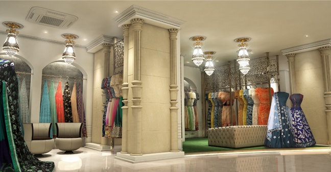 Lavish luxury jewellery shop with Italian marble and fancy ceiling